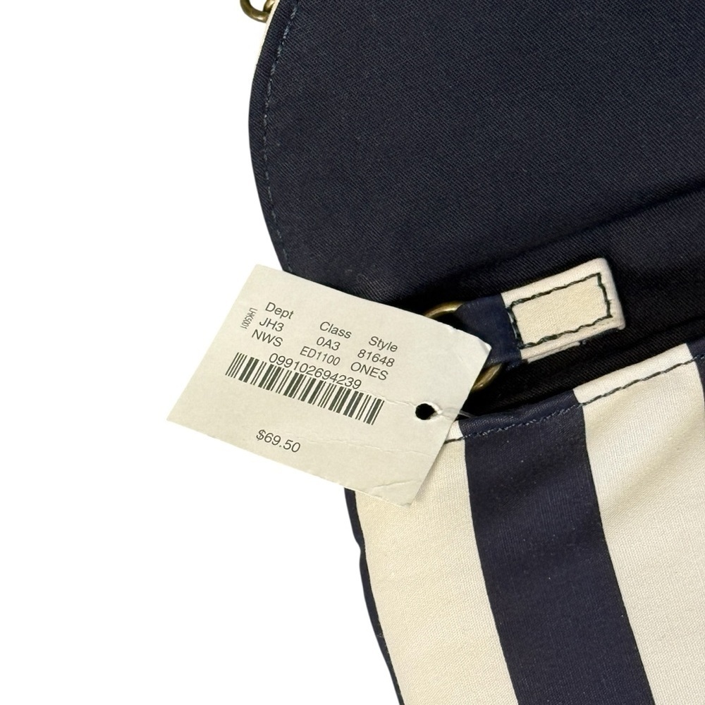 JCrew Striped Navy and White Chain Shoulder Envelope Bag Small #1739 NWT - Picture 6 of 6